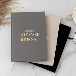 Happy Self-Care Gratitude Diary English Version A5 Notebook Adult Diary Daily Record Book Cloth Cover Minimalist Style High-End Aesthetic Planner Girl's Journal