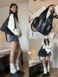 2025 New Autumn and Winter Retro Oil Wax Leather Large-Capacity Tote Bag, High-End Shoulder Bag, Underarm Bag, Commuter Crossbody Bag