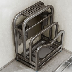 Stainless Steel Kitchen Knife Rack, Multi-Functional Knife and Cutting Board Rack, Integrated Chopstick Holder, Storage Rack