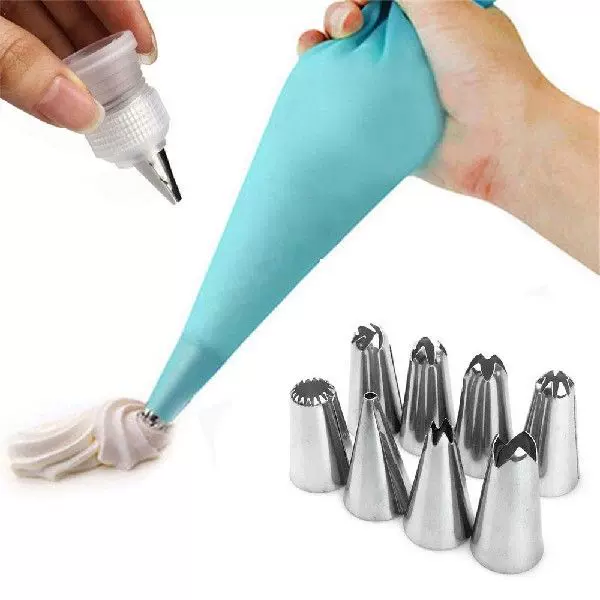 10pc Silk Flower Tool Fondant Baking Pastry Bag Nozzle Set-Taobao