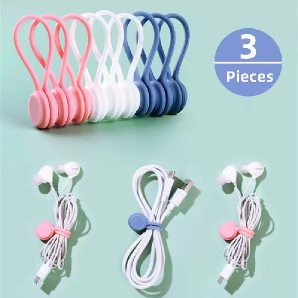 3Pcs Magnetic Silicone Earphone Cord Winder Cable Holder-Taobao