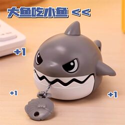 Pull-String Biting Shark Pendant, Pull-String Stress Relief Gadget, Big Fish Eats Small Fish Creative Keychain, Children's Toy