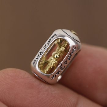 925 Silver Silver Six Character Proverbs Transfer Pearl DIY Wenwan Buddha Bodhisattva Bodhisattva Top Bead Bead Back Yunlezi Accessories
