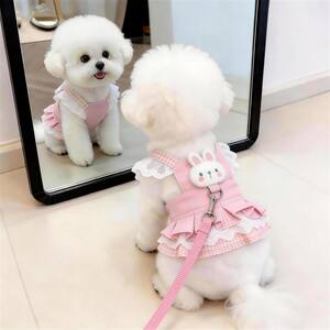 
Dog leash anti-breakaway spring and summer outing cute breathable cartoon vest-style harness cat and dog universal harness