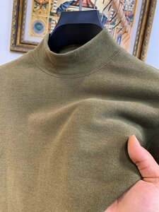 
ZIQQO~ Soft and white! Autumn and winter half turtleneck bottoming shirt for men solid color double-sided German velvet warm long-sleeved T-shirt