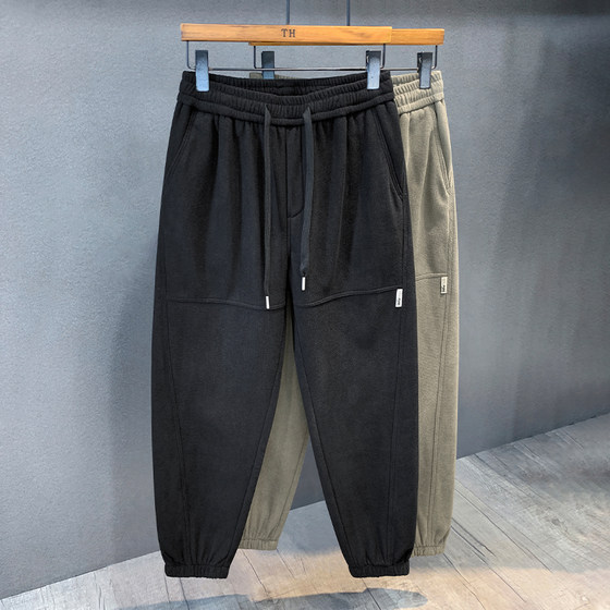 
420g heavy texture plus velvet and thickened leggings men's sports pants loose casual pants men's autumn and winter