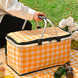 Spring Outing Picnic Basket, Insulated Shopping Basket, Foldable Portable Outdoor Cooking and Camping Picnic Essentials, Must-Have Trendy Basket