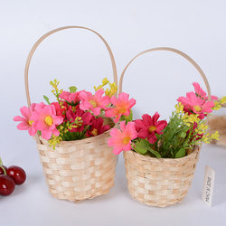 Hand-Held Basket, Rattan Flower Basket, Wicker Small Bamboo Basket, Storage Basket, Woven Basket, Picking Picnic Basket, Woven Vegetable Basket