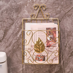 No Punching Bathroom Toilet Storage Rack Wall-Mounted Bathroom Toilet Book and Newspaper Rack Bathroom Wall Storage Accessible Luxury