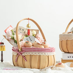 Postpartum Egg Flower Basket, Holiday Flower Arrangement, Hand-Held Flower Basket, Fruit Gift, Wood Chip Woven Storage Basket, Vegetable Housewarming Gift