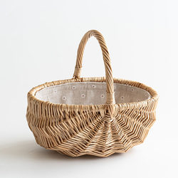 Woven Picnic Basket ins Wicker Picnic Supplies Bamboo Basket Outdoor Japanese Handmade Wicker Fruit Basket