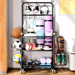 Yoga Mat, Fitness Equipment Storage Basket, Storage Rack, Abdominal Exercise Dumbbell, Kettlebell, Basketball, Wheeled Household Storage Basket