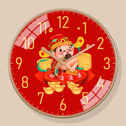 Chinese-Style Clocks Are Fashionable and Simple Wall-Mounted Clocks from the God of Wealth Series, New Chinese-Style Wall Clocks for Living Room Home Use, Creative Clocks