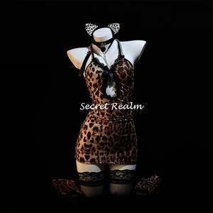 Secret Realm Little Wild Leopard Girlfriend Sexy Hot Leopard Print Pure Sexy Skirt Sling Sling Sling QQny
