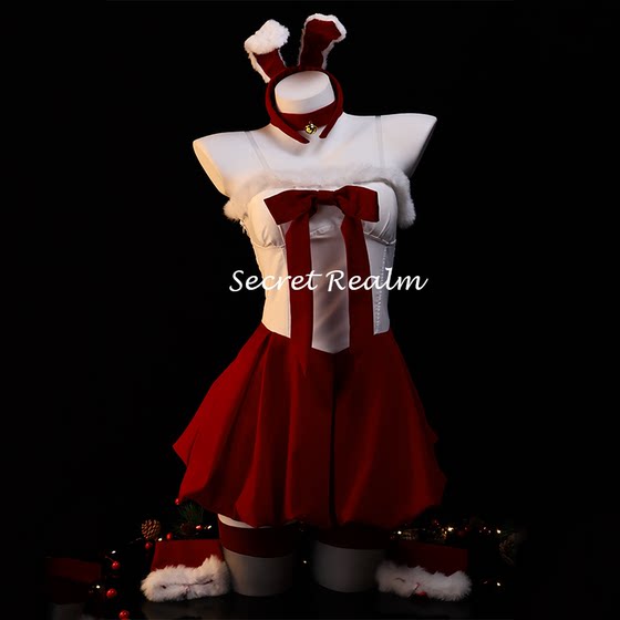 秘境「圣诞兔姬」圣诞节兔女郎cos制服装吊带性感睡裙纯欲风qqny