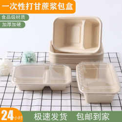 Shengquan Natural Pulp Disposable Rectangular American-Style Single/Double Compartment Takeaway Box, Biodegradable and Thickened Salad Box