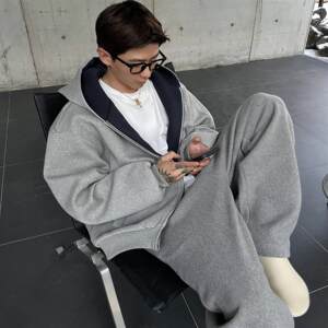 
Autumn and winter thick heavy coat versatile casual sweatshirt zipper short hooded cardigan silhouette loose handsome top