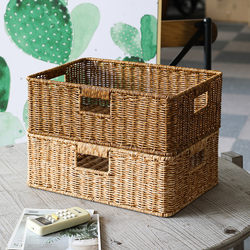 Imitation Rattan Woven Storage Basket for Home Use, Suitable for Cabinets, Coffee Tables, Snacks, Socks, and Children's Clothing