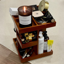 Solid Wood Cosmetics Storage Box, Desktop Dressing Table, Multi-Layer Rotating Storage Rack, High-End Skin Care Products and Lipstick Organizer