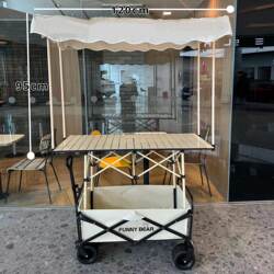 Folding Cart with Sunshade for Street Vending, Camping, Night Market, and Special Use for Tables That Can Be Raised and Lowered