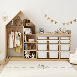Children's Room Wardrobe Bedroom Home Use Girl's Clothes Storage Cabinet Solid Wood Eco-Friendly Baby Wardrobe Children's Storage Cabinet