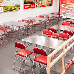 Thickened and Reinforced 304 Stainless Steel Foldable Rectangular Table for Studying, Office Work, Home Use, and Stall Setup, No Installation Required