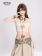 HTYM hot girl with a suspender vest with a high street embroidery French backless outer wear a sleeveless top