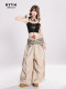 HTYM hot girl with a suspender vest with a high street embroidery French backless outer wear a sleeveless top