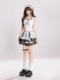 HTYM American retro lace spliced ​​cake skirt for women in summer new high-waisted slimming A-line skirt strap pendant