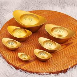Solid Copper Large Gold Ingot Ornament for Attracting Wealth, Alloy Crafts for Home Living Room and Entrance Decoration