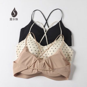 
Dewy liquid foundation, seamless cross-shoulder strap suspender bra for girls with small breasts, beautiful back, tube top underwear, summer thin