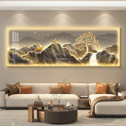 Fortune Tree Led Light Luxury Living Room Decorative Painting Sofa Background Wall Hanging Painting Mural Simple Modern High-End Feel