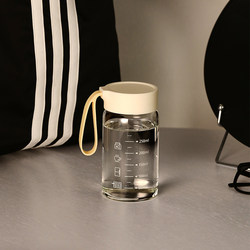 Glass Cup for Women, High Aesthetic Value, Portable for Milk, Soy Milk, Coffee, Juice, Breakfast, with Scale, High Temperature Resistant