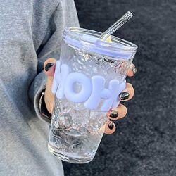 Water Cup, Summer Cup, New Model for Women 2025, High Aesthetic Value, Household Drinking Water Cup, Student Straw Glass Cup, High Temperature Resistant, Coffee