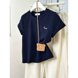 2025 New Style Pure Cotton Short-Sleeve T-Shirt for Women, Stylish and Unique Design, Trendy and Not Commonly Seen, Summer Top