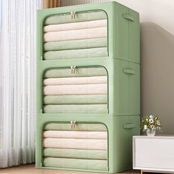 Japanese Storage Box for Home Use, Fabric Foldable Wardrobe Organizer for Clothes and Quilts, Storage Basket