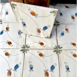 Small Fresh Tiles French Retro Bathroom Tiles Small Flower Tiles Wall Tiles Bathroom Floor Tiles Background Wall All-Ceramic Non-Slip