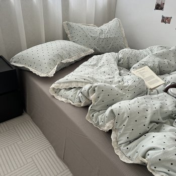 
Girls ins small fresh polka dot blue lace four-piece set