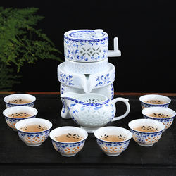 Authentic Hong Kong Trendy Brand Official Ceramic Kung Fu Tea Set for Home Use, Stone-Ground Creative Semi-Automatic Anti-Scalding Design