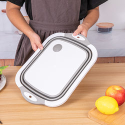 Travel Picnic Multifunctional Portable Folding Cutting Board Dual-Purpose Chopping Board and Vegetable Washing Basin Integrated Outdoor Camping Cooking Utensils
