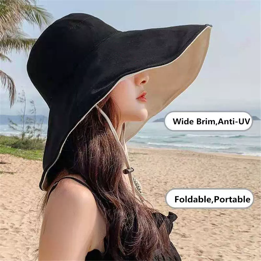 Spring Summer Anti-UV Bucket Hat Women Men Wide Brim Beach S-Taobao