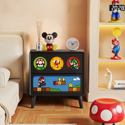 Mario Bedside Table for Home Bedroom 2025 New Model Storage Rack Solid Wood Niche Design Children's Room Storage Cabinet