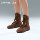 Sun Rui's same DAPHNELAB sugar cube boxing boots retro texture hunting boxing boots lace-up Maillard short boots