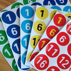 Digital Stickers, Numbered Labels, Waterproof Pvc Restaurant Table Numbers, Competitor Activity Serial Number Stickers, Round