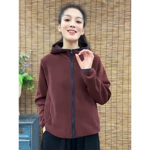 双面绒奥粒绒显瘦休闲外套女洋气减龄2025秋冬连帽开衫长袖上衣女