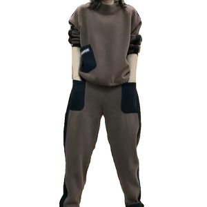 
Casual sports plus fleece set 2025 autumn and winter new women's European sweatshirt and sweatpants two-piece set comfortable and warm