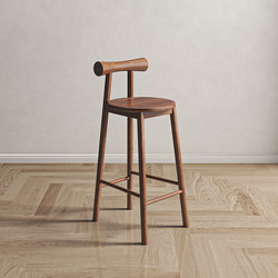 Bar Stool, Home Bar Chair, Solid Wood High Stool, Island Stool with Backrest, Front Desk High Stool, Butterfly Bar Stool
