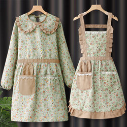 Apron with Long Sleeves, Pure Cotton, for Kitchen Use, Cooking, Trendy Smock for Women, 2025 New Style, Fashionable and Stylish, Autumn and Winter Workwear