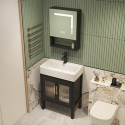Retro French-Style Space Aluminum Bathroom Cabinet Combination Bathroom Washbasin Ultra-Narrow Balcony Washbasin Ceramic Integrated Basin