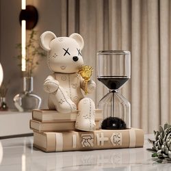 Violent Bear Desktop Home Decoration Magnetic Flowing Sand Hourglass Study Tv Cabinet Entryway High-End Decorative Item